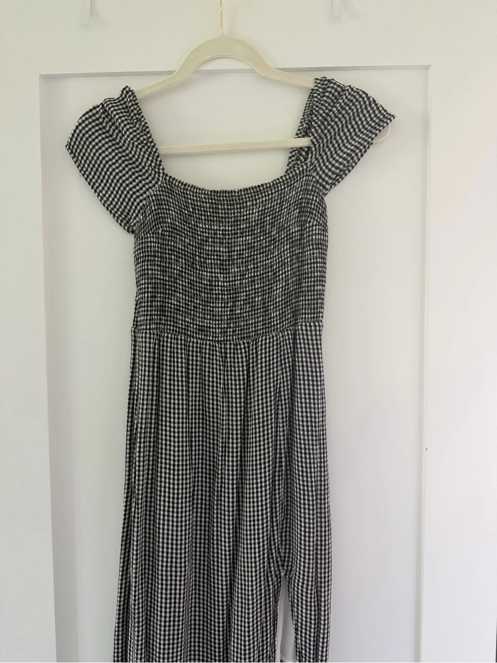 Abercrombie & Fitch Black and White Gingham Midi Dress